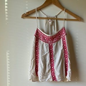 Boho Flowing Summer Shirt Pink Detailed Stitching